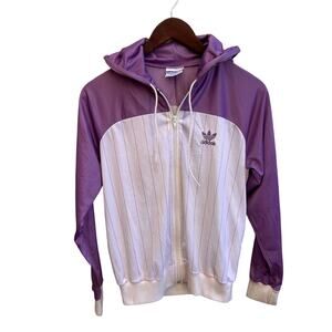 Vintage Adidas Lavender White Zip Hoodie Jacket Womens Size Medium